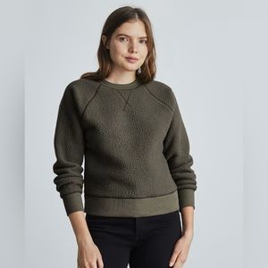 Everlane Renew Fleece Sweatshirt Small Blue Crew Neck Long Sleeve Texture Casual